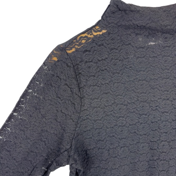 April Cornell Amelie Mock Turtleneck T-Shirt Floral Lace Black Sheer Size Medium - Picture 5 of 14